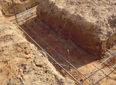 A photo of a shallow foundation excavation